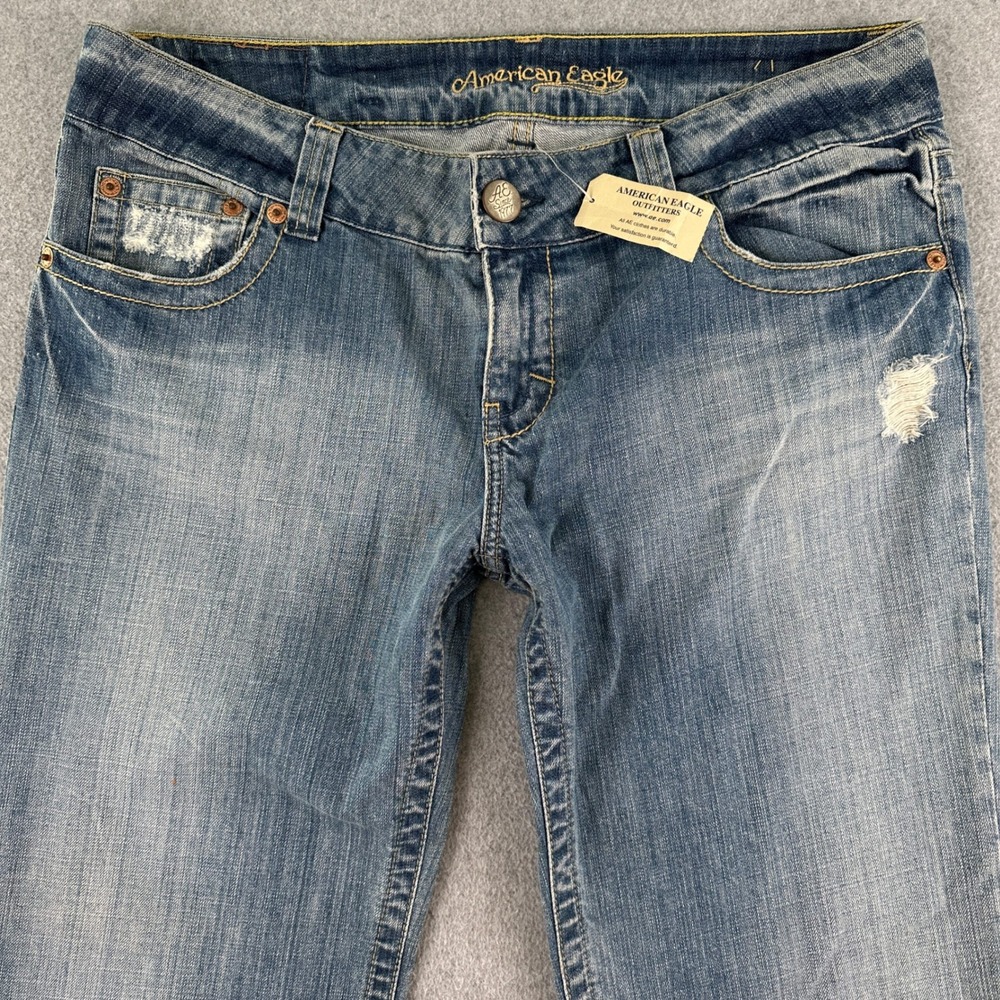 NWT American Eagle Jeans Women 14 Boyfriend Distressed Low Rise Wide Leg Flare - Picture 4 of 13